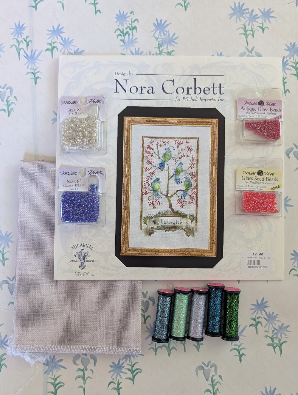 Mirabilia Nora Corbett 12 Days of Christmas Four Calling Birds Cross Stitch Kit